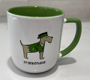 Kensie Home Frankendog Mug Halloween Green White Ceramic Coffee Cup Terrier Dog